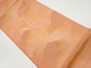 紗 色紙散らしに秋草模様織出し袋帯